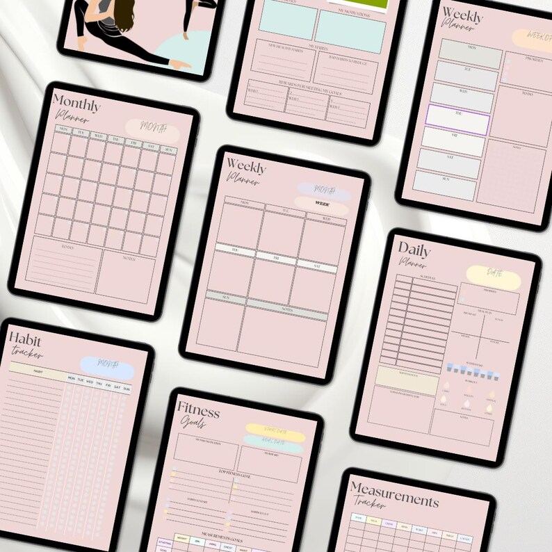 Printable Fitness Planner Template Digital Weekly & Monthly Workout ...