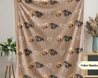 Custom Face Blanket With Pets Or Kids, Personalized Photo Blanket Gift For Grandma Or Mom, Funny Family Blanket, Custom Grandkid Gift
