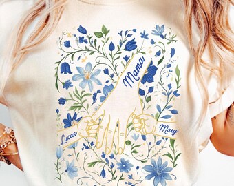 Comfort Colors® Personalized Mama Shirt With Kids Names Floral Pinky Promise Mom Shirt Custom Mother Gift For Mothers Day Family Love Shirt