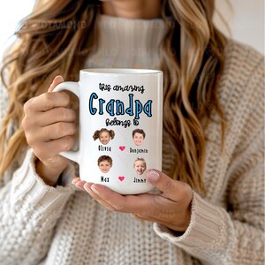 Custom Grandpa Grandma Gift, Custom Baby Face Mug, This Amazing Grandpa Belongs To Mug,Grandpa Birthday Mug,Personalized Grandkids Photo Mug