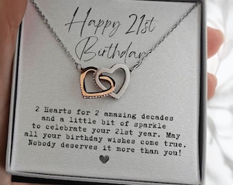 21st bday gift for her, 21st Birthday Gift For Her, 21st Birthday Gift For Daughter, 21st Birthday Gift For Best Friend, 2 Hearts Connected