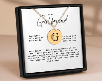 To My Girlfriend Necklace - Floral Initial Necklace – G, Christmas Gift For Girlfriend