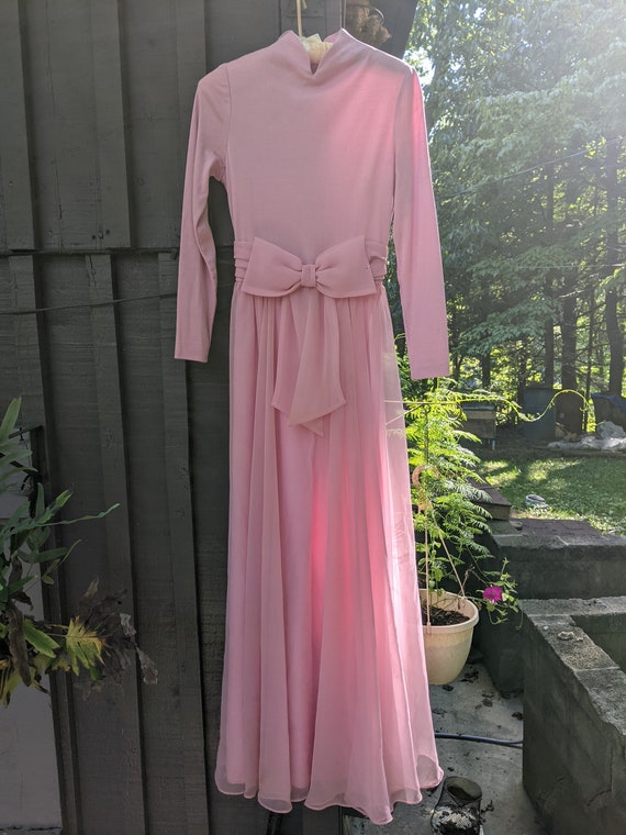 Vintage 70's Bubblegum Pink Maxi Dress