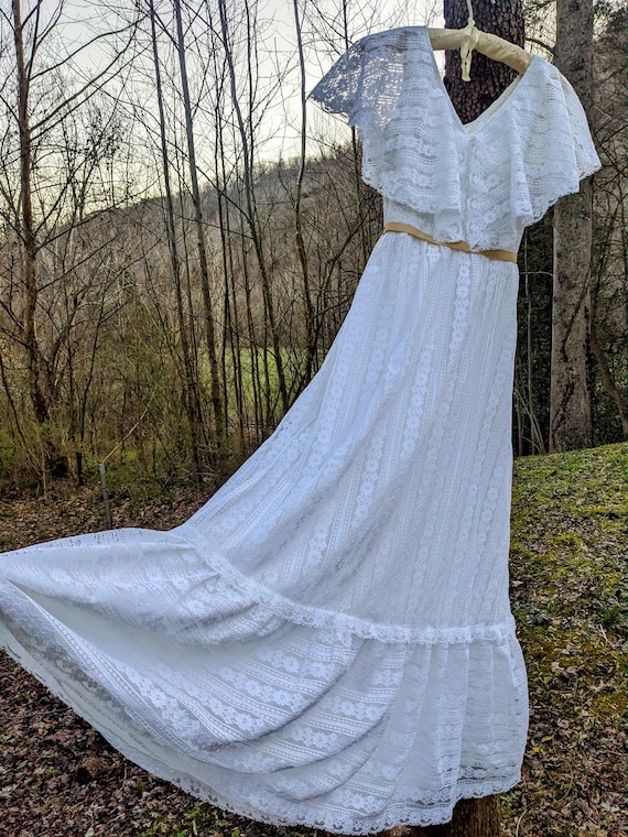 Vintage 70's white Lace Sundress - image 1