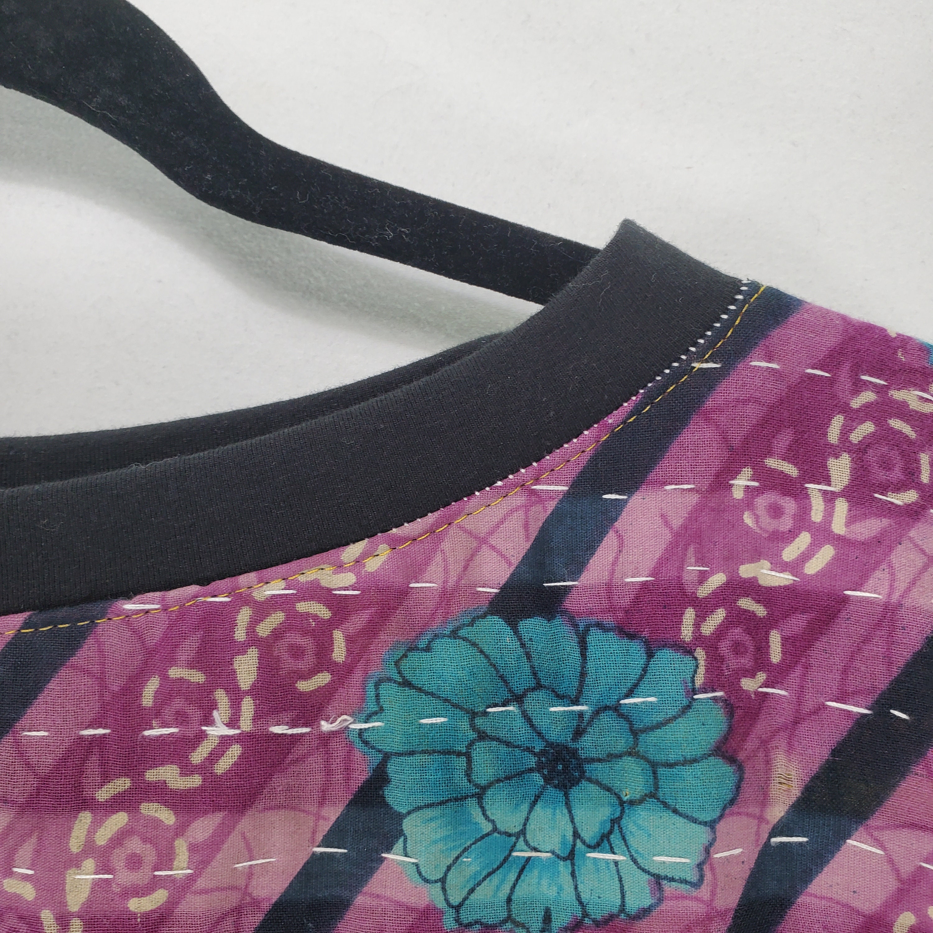 M3X Upcycled Boho Kantha Quilt Flannel Shirt Pullover Sweater Top