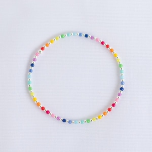 Pulseira arco-íris com contas de prata esterlina - The Iris | Pulseira de miçangas | Empilhável | Pulseira Personalizada | Presente para ela | Pulseira de contas de 2 mm