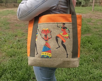 Women's African Tote Bag,Shoulder Tote Bag,Beach Tote Bag,Tote Bag with Pocket,Work,Travel and Shopping Tote Bag,Book tote bag