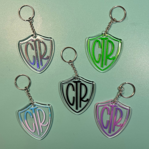 CTR Shield Acrylic Keychain | LDS Gift for Missionaries & Youth | Choose the Right Reminder | Bag Charm, Backpack Accessory