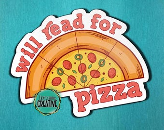 Will Read for Pizza Vinyl Sticker | 90s Nostalgia Throwback | Personal Pan Pizza Reward | Book-It Inspired Reader Aesthetic | Bookworm Era