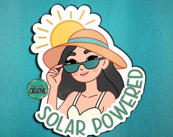 Solar Powered Vinyl Sticker | Summer Vibes Decal | Gift for Outdoorsy Friend, Vitamin D Lover | Sunshine Girl Aesthetic | Sunny Beach Trip