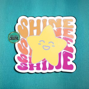 Retro Shine Star Sticker | Cute Happy Kawaii Bright Decal | Groovy Gradient Laptop Water Bottle Journal Decor | Positive Confident Vibes