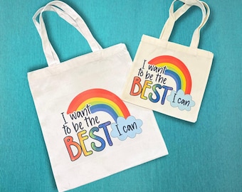 LDS Baptism Gift Tote Bag | When I Am Baptized Primary Song | Scripture Bag for Kids | Baptism Gift for Boy or Girl