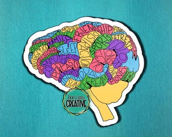 On My Mind Vinyl Sticker | Mental Health Awareness Decal | Neurodivergent ADHD Anxiety Thoughts | Colorful Brain Decal