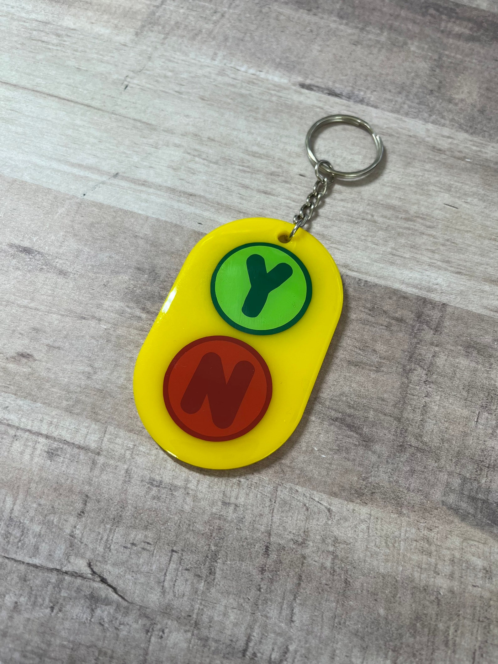 Bluey Inspired Yes/no Button Acrylic Keychain Etsy