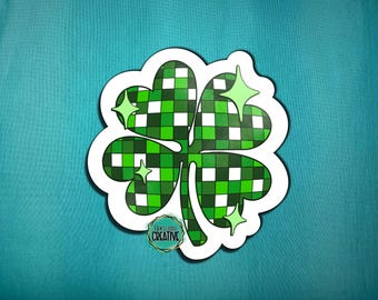 Disco Shamrock Vinyl Sticker | Lucky St. Patrick's Day Clover Decal | Retro Sparkle Style Vibes | Groovy Gift for Teacher, Coworker, Friend