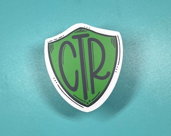 CTR Choose the Right Shield Vinyl Sticker - LDS Decal for Laptops, Water Bottles - Gift Idea for Primary, Youth, Ministering - Baptism Gift