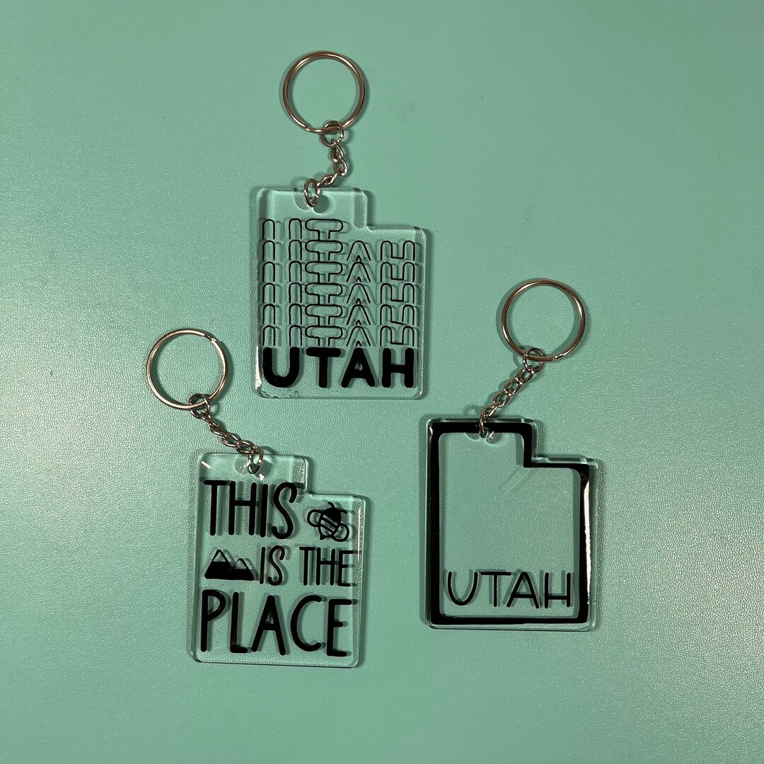 Utah State Keychain | 'this is the Place' Acrylic Keyring | Gift for UT ...
