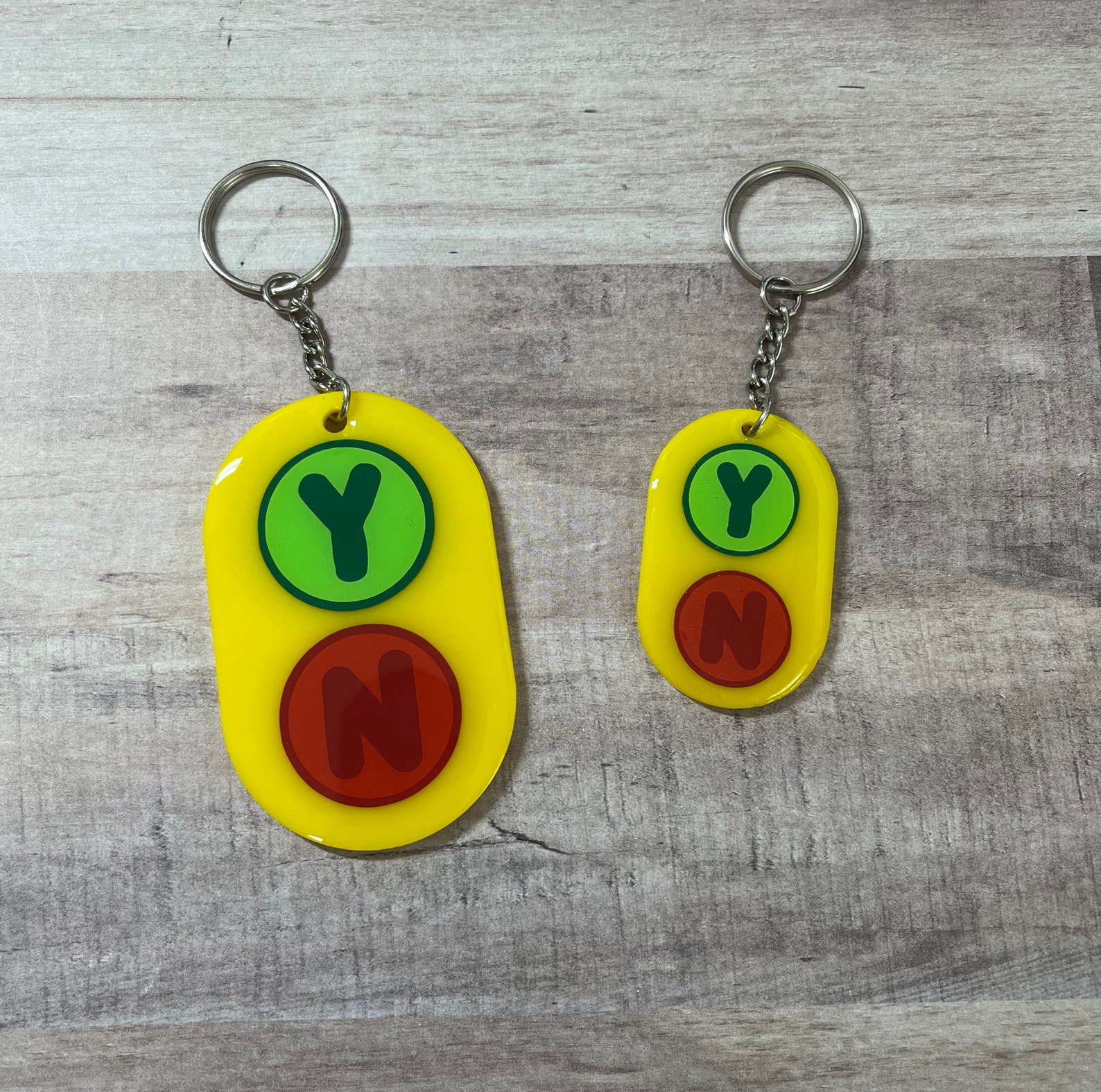 Bluey Inspired Yes/no Button Acrylic Keychain Etsy