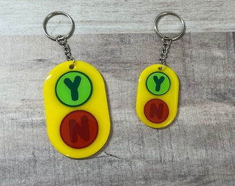 Bluey Inspired Yes/No Button Acrylic Keychain