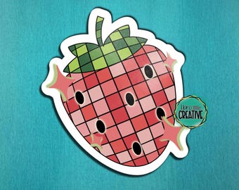Disco Strawberry Vinyl Sticker | Groovy Retro Summer Vibes | Cute Fruit Decal | Kawaii Aesthetic | Gift for Girl, Friend | Planner Accessory