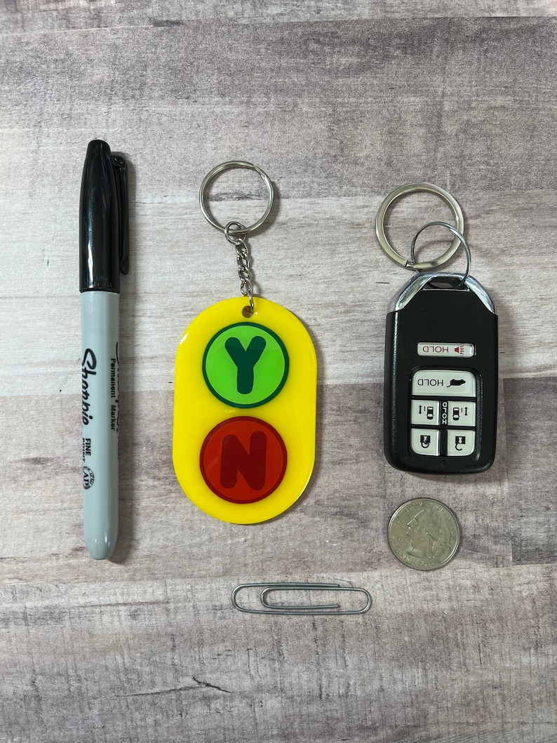 Bluey Inspired Yes/no Button Acrylic Keychain Etsy