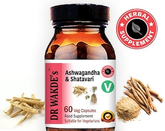 DR WAKDE'S Ashwagandha & Shatavari Capsules | 60 Veg Caps | Rejuvenating Herbs | Energy Support* | Plant-based | Vegan | All Natural