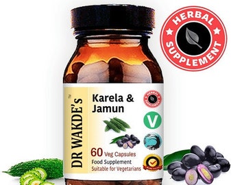 DR WAKDE'S Karela & Jamun Capsules | 60 Veg Caps | Bitter Herbs | Promotes Sugar Metabolism* | Plant-based Supplement | Vegan | All Natural