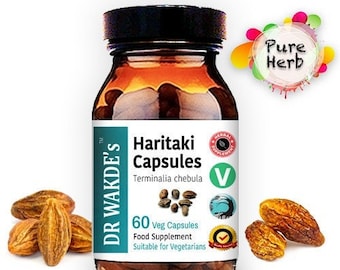 DR WAKDE'S Haritaki Capsules (Hirda | Terminalia chebula) | 60 Veg Caps | Ayurvedic Supplement | Vegan | 100% Herbal