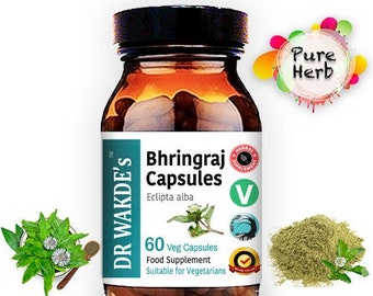 DR WAKDE'S Bhringraj Capsules (False Daisy | Eclipta alba) | 60 Veg Caps | Ayurvedic Supplement | Vegan | 100% Herbal