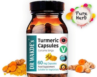 DR WAKDE'S Kurkuma Capsules (Curcuma longa) | 60 Vegetarische Caps | Ayurvedisch supplement | Veganistisch | 100% Kruiden