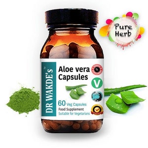 DR WAKDE&#39;S Aloe Vera Capsules | 60 Veg Caps | Ayurvedic Supplement | Vegan | 100% Herbal