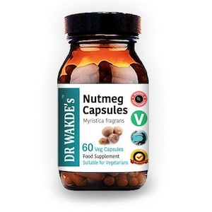 DR WAKDE&#39;S Nutmeg Seed Capsules (Myristica fragrans) | 60 Veg Caps | Ayurvedic Supplement | Vegan | 100% Herbal