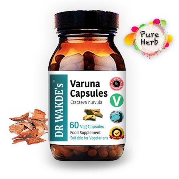 Cápsulas de Varuna de DR WAKDE (Crataeva nurvula) | 60 Tampas Vegetais | Suplemento Ayurvédico | Vegano | 100% ervas