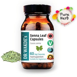 DR WAKDE&#39;S Senna leaf Capsules | 60 Veg Caps | Ayurvedic Supplement | Vegan | 100% Herbal