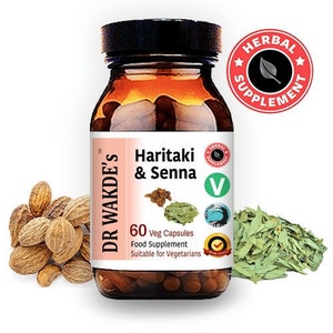 DR WAKDE'S Haritaki & Senna Capsules | 60 Veg Caps | Contains Senna Leaves | Plant-based Supplement | Vegan | All Natural