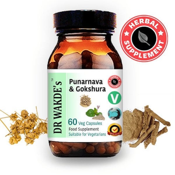 Capsules Punarnava et Gokshura de DR WAKDE | 60 capsules végétales | Supplément ayurvédique | Végétalien |