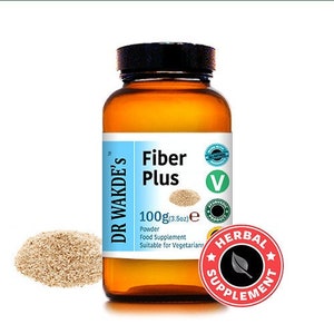 DR WAKDE&#39;S Fiber Plus Powder | 100g/3.5oz Powder | Daily Fiber | Contains Isabgol | Plant-based Fiber Supplement | Vegan | All Natural