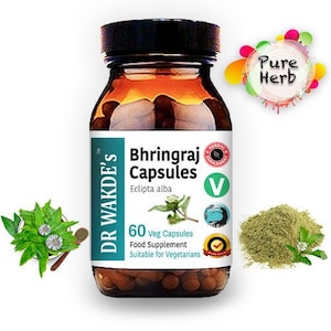 DR WAKDE&#39;S Bhringraj Capsules (False Daisy | Eclipta alba) | 60 Veg Caps | Ayurvedic Supplement | Vegan | 100% Herbal