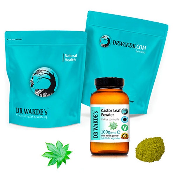 DR WAKDE'S Castor Leaves Powder (Eranda | Ricinus communis) | Pure, Raw & Dried Powder | Ayurvedic Herb | Vegan | Same Day Dispatch