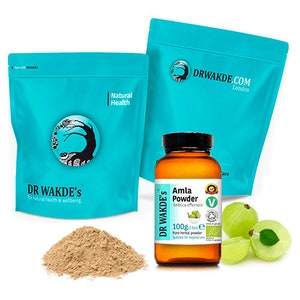 DR WAKDE'S Organic Amla Fruit Powder (Amalaki | Emblica officinalis) | Polvo puro, crudo y seco | Hierba ayurvédica | vegano |