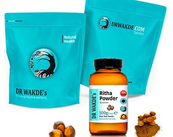 DR WAKDE'S Ritha Powder (Nuez de jabón de la India | Sapindus trifoliatus) | Polvo puro, crudo y seco | Hierba ayurvédica |