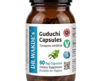 DR WAKDE'S Guduchi Capsules (Tinospora cordifolia) | 60 Veg Caps | Ayurvedic Supplement | Vegan | 100% Herbal