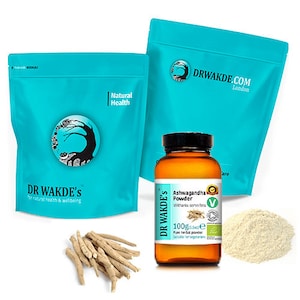 DR WAKDE&#39;S Organic Ashwagandha Powder (Indian ginseng | Withania somnifera) | Pure, Raw & Dried Powder | Ayurvedic Herb | Vegan