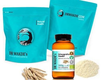 DR WAKDE'S Organic Ashwagandha Powder (Indian ginseng | Withania somnifera) | Pure, Raw & Dried Powder | Ayurvedic Herb | Vegan
