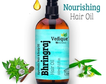 VEDIQUE REMEDIES Bhringraj Hair Oil | Hair Growth Promoting, Healing and Nourishing | Ayurvedic Hair & Scalp Treatment Oil | All Natural