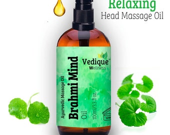 VEDIQUE REMEDIES Brahmi Geest Olie | 500 ml (16,9 fl oz) | Ayurvedische hoofdmassageolie | Diep kalmerend, ontspannend en voedend