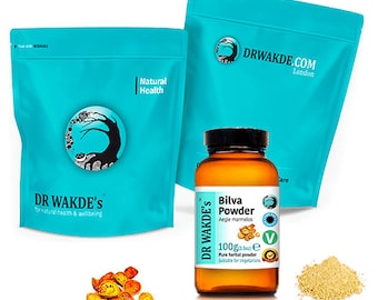 DR WAKDE'S Bilva-fruktpulver (Bael-frukt | Aegle Mermelos) | Rent, rått och torkat pulver | Ayurvedisk ört | Vegansk | Leverans samma dag