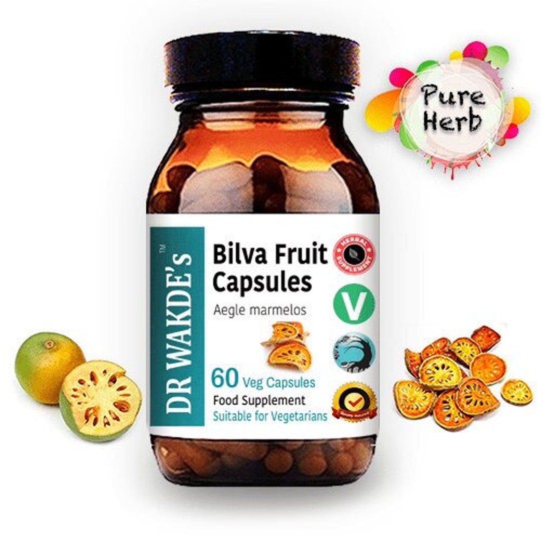 DR WAKDE'S Bilva Fruit Capsules bael Fruit Aegle Marmelos 60 Veg Caps