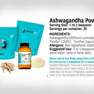 DR WAKDE'S Organic Ashwagandha Powder (Indian ginseng | Withania somnifera) | Pure, Raw & Dried Powder | Ayurvedic Herb | Vegan image 5
