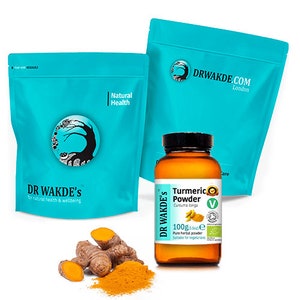 DR WAKDE&#39;S Organic Turmeric Powder (Curcuma longa) | Pure, Raw & Dried Powder | Ayurvedic Herb | Vegan | Same Day Dispatch